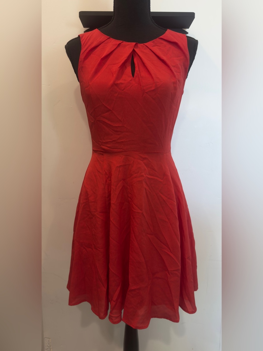 Express Red Keyhole Fit-and-Flare Mini Dress